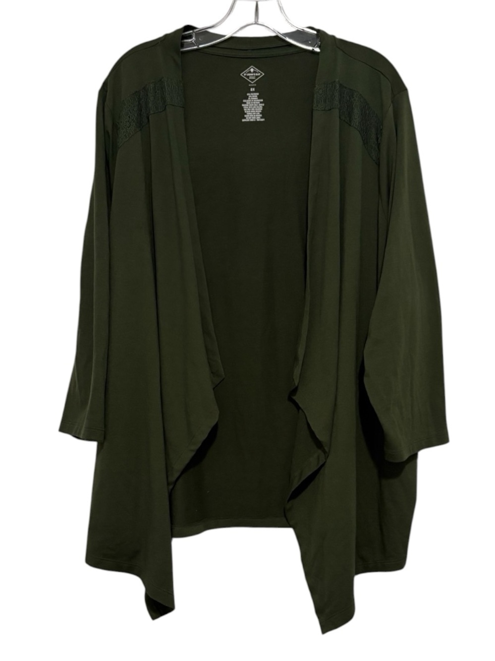 St. John's Bay Olive Green Open-Front Draped Cardigan